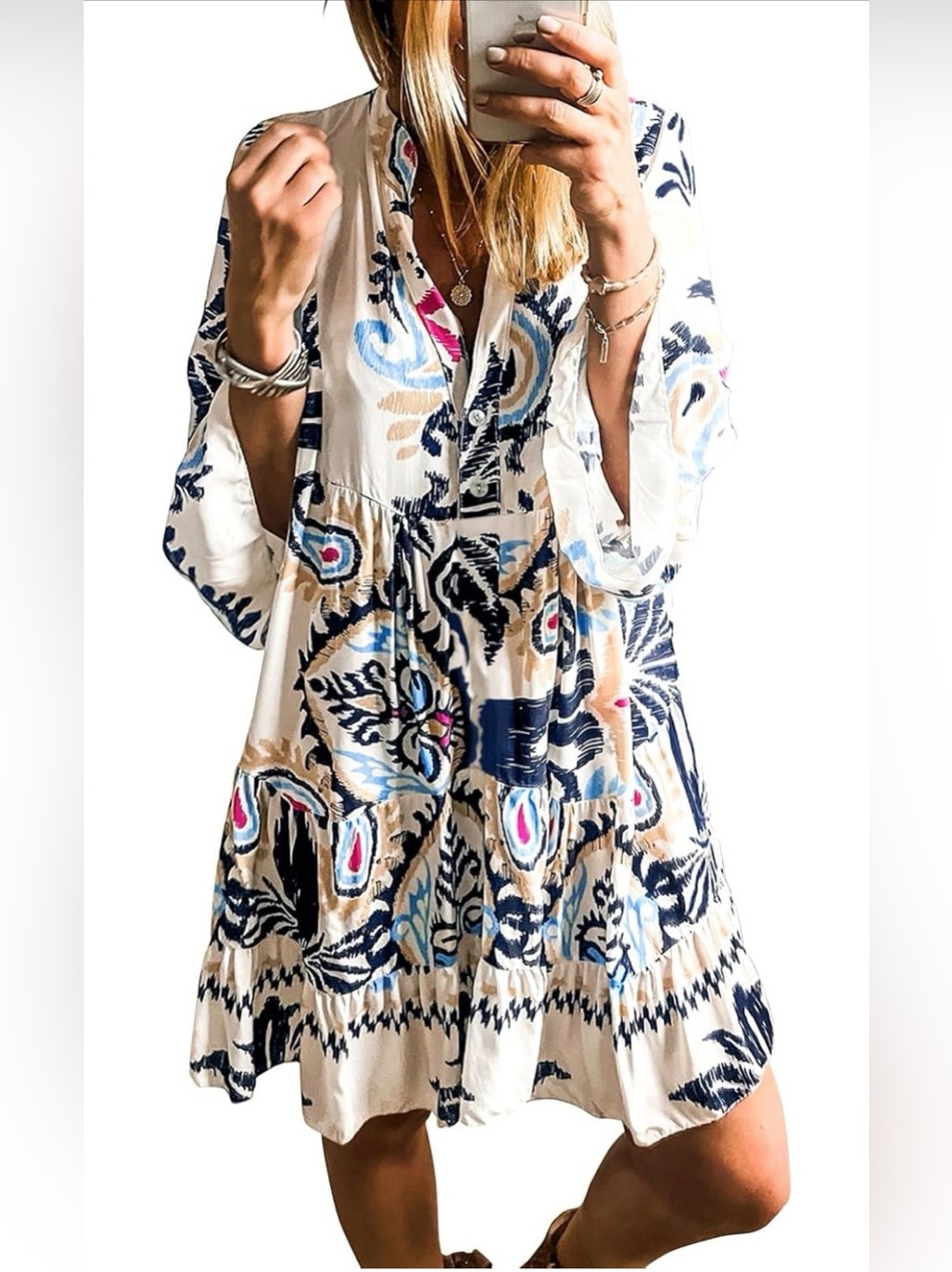 BOHEMIAN TRIBAL PRINT FLOWY DRESS/ BATHING SUIT COVER NWOT Sz M